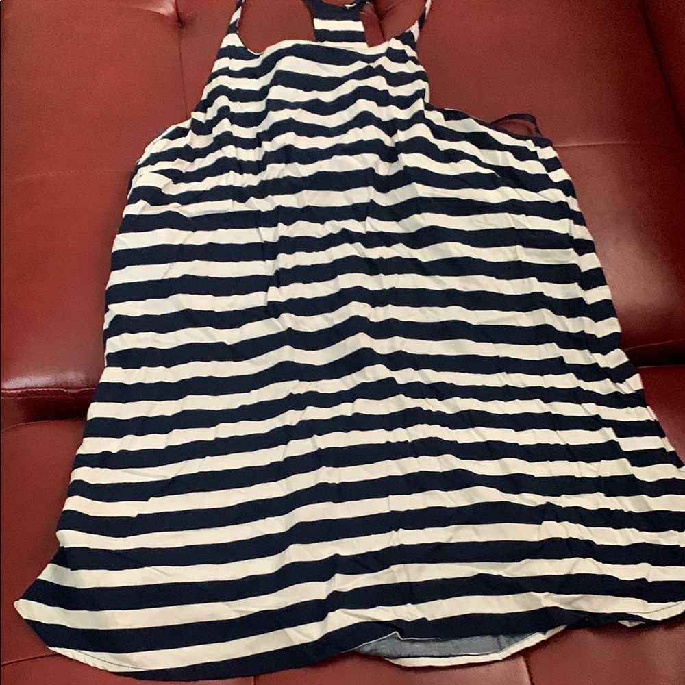 Escapada Navy and White Striped Top